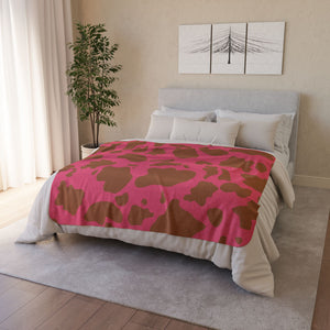 Pink Brown Animal Print Plush Sherpa Throw Blanket