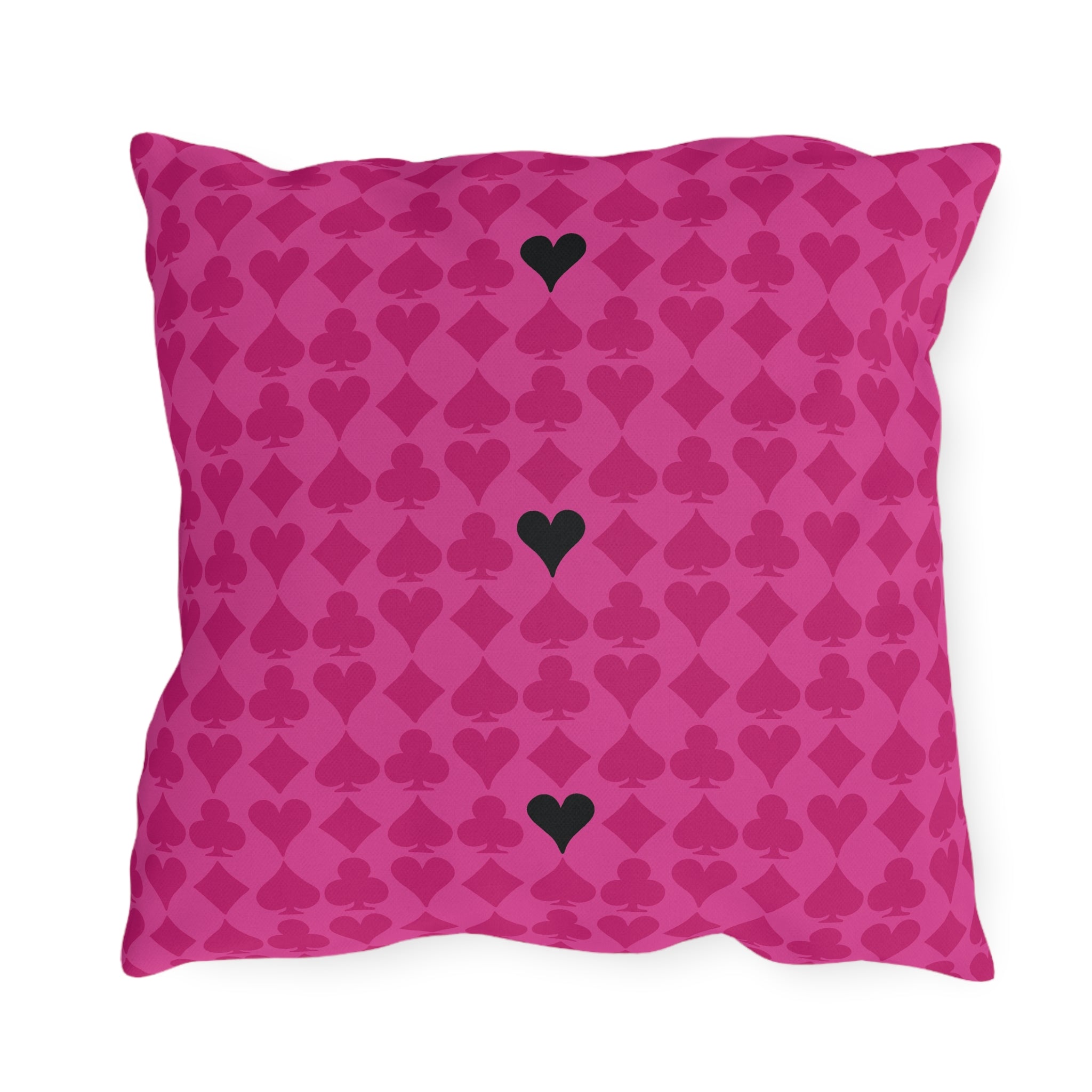 Playing Cards Hearts Pink & Black Chic Throw Pillow