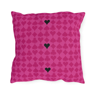 throw pillow with 'Card Deck Pink & Black' design