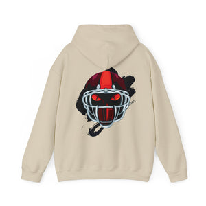 Sand hoodie with 'Va Tech Football Sandman' design on a plain background