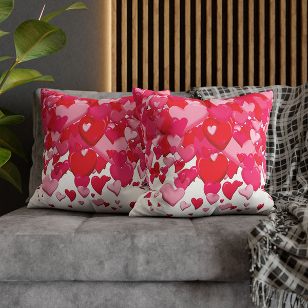 Pink Hearts Soft Faux Suede Throw Pillow Cover