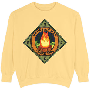 Mountain Man Make Fire Funny Men's Camping Sweatshirt