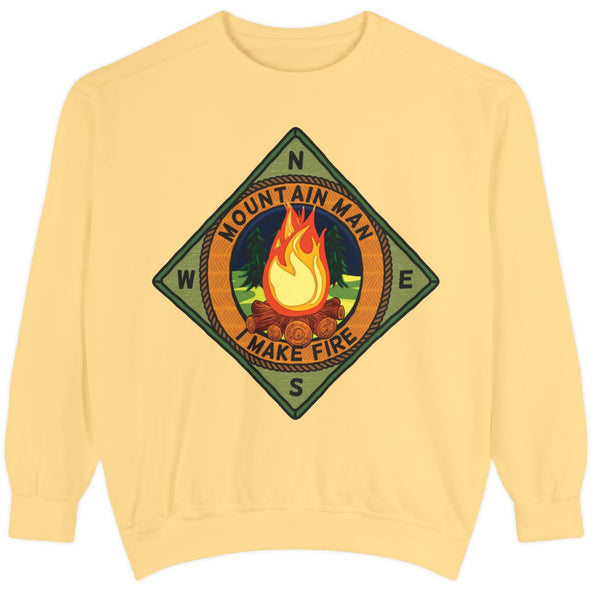 Mountain Man Make Fire Funny Men's Camping Sweatshirt