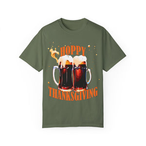 Navy blue t-shirt with 'Beer Lovers Funny Thanksgiving' design on a white background