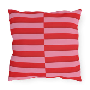 Pink & Red Striped Indoor Outdoor Throw Pillow
