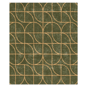 Soft sherpa blanket with 'Green & Gold Art Deco Decorative Throw' design