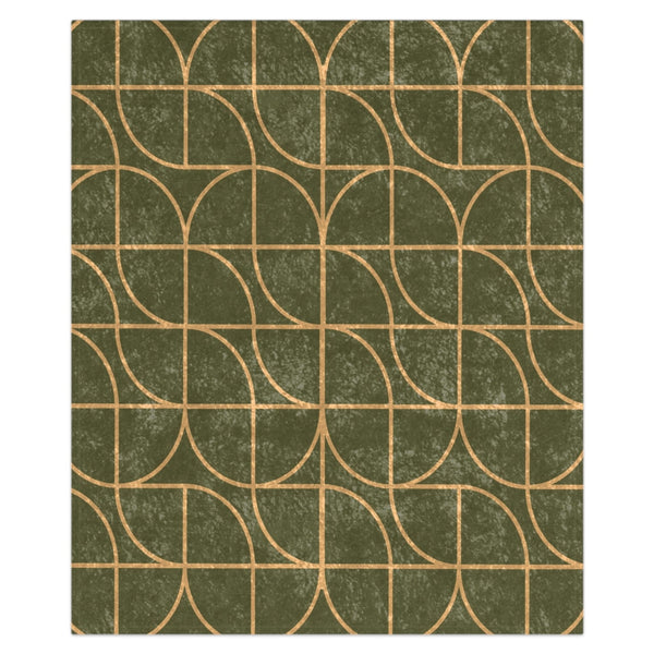 Green & Gold Art Deco Decorative Throw Blanket