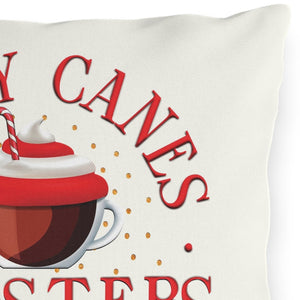 Candy Cane Coffee Indoor Outdoor Christmas Throw Pillow