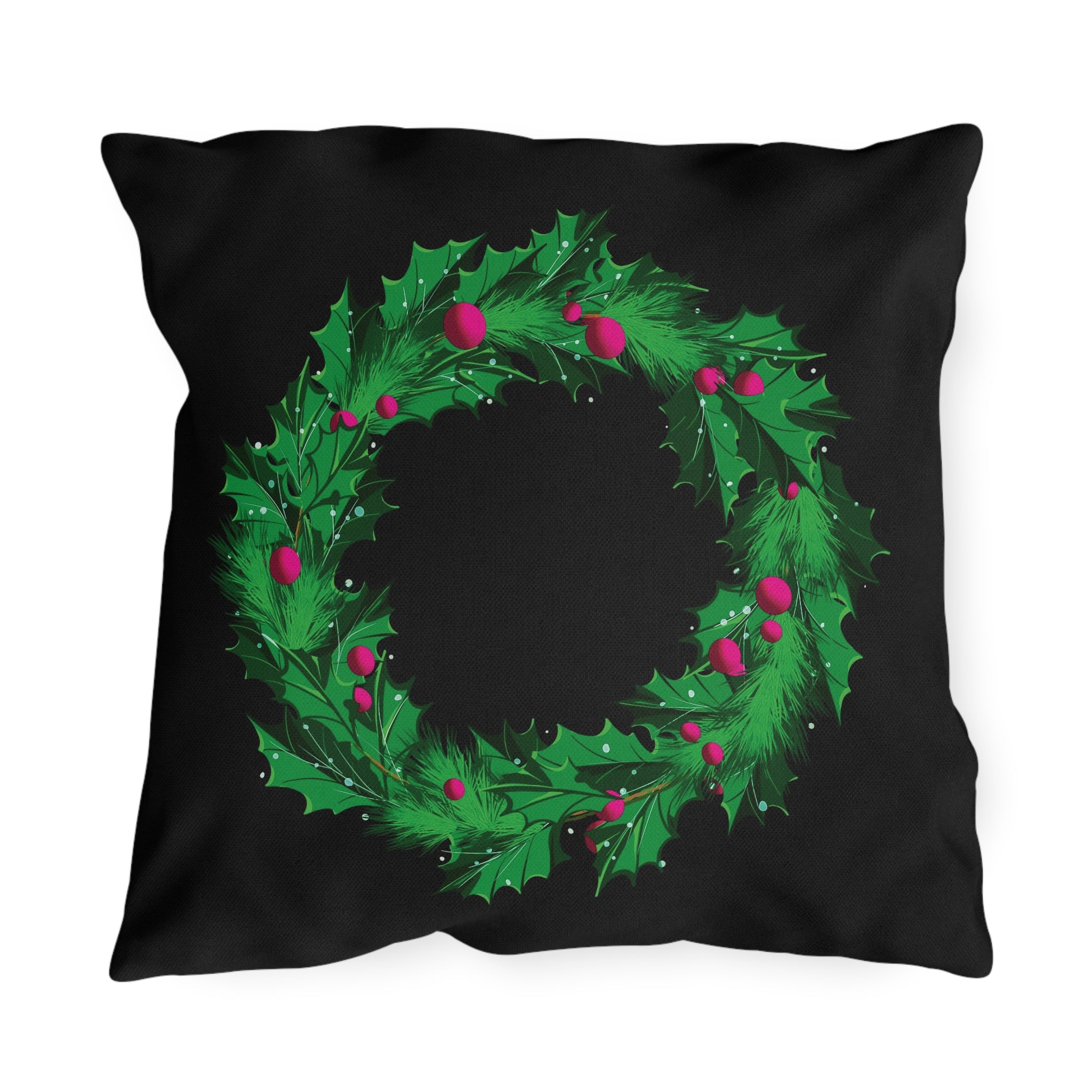 Holiday Wreath Christmas Throw Pillow