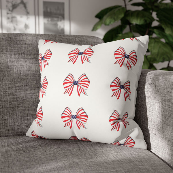 Patriotic Bows 4th of July Soft Accent Pillow Cover
