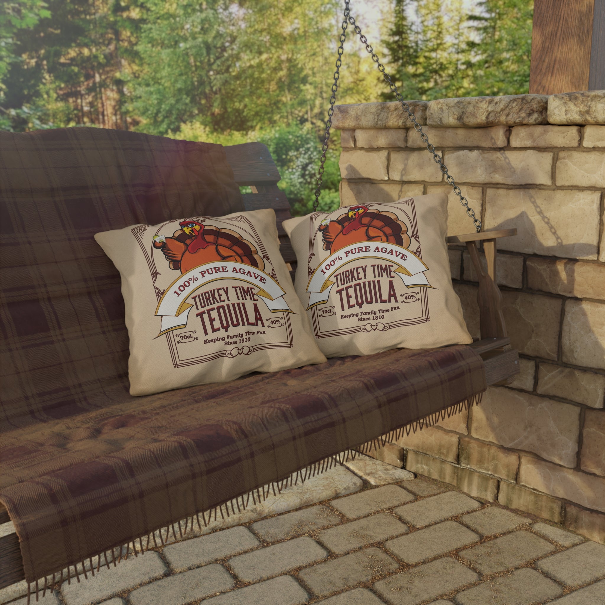 Turkey Tequila Thanksgiving Decor Throw Pillow