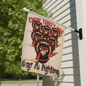 Kung Fu Turkeys Funny Thanksgiving Yard Flag