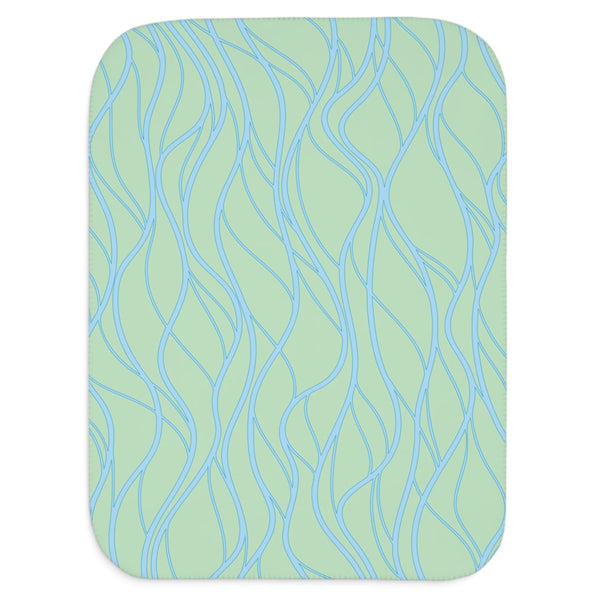 Blue and Green Whimsical Waves Sherpa Baby Blanket