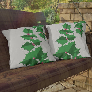 throw pillow with 'Christmas Pastel Ivy & Berries Outdoor Decor' design