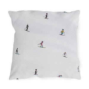 Chic Skiers Indoor Outdoor Patio Pillow