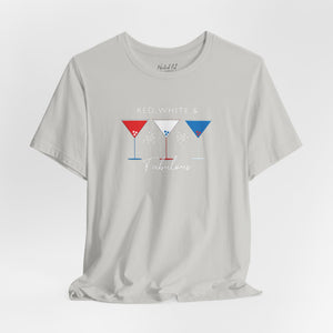 Soft cream t-shirt with 'Red White and Fabulous Patriotic Martini July 4th' design on a white background