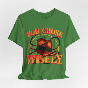 White t-shirt with '80s Movies Pop Culture Action Novelty' design on a white background