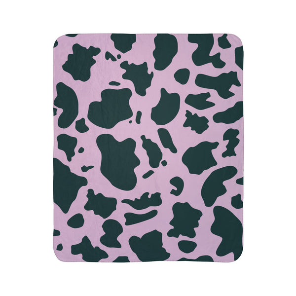 Lavender Blue Green Animal Print Plush Sherpa Throw Blanket