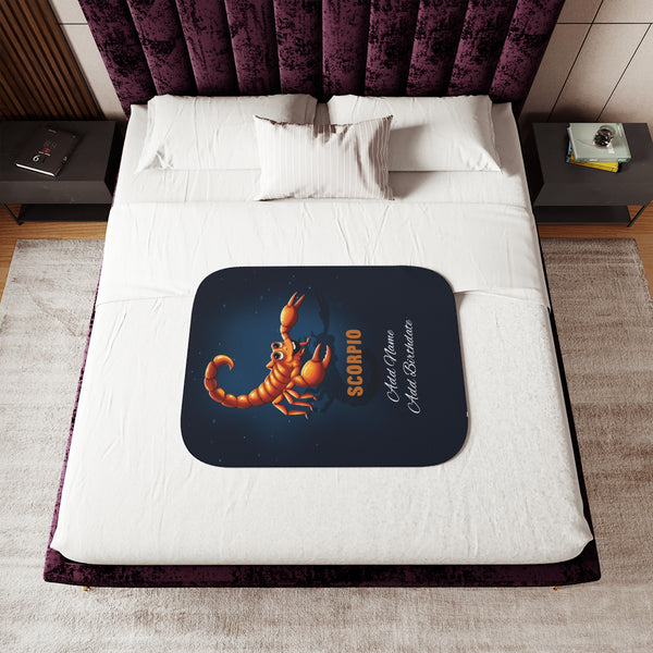 Personalized Scorpio Zodiac Sherpa Baby Blanket