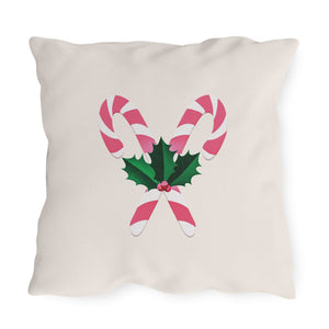 throw pillow with 'Pink Candy Cane Durable Outdoor' design