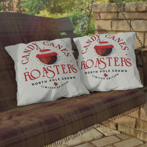 Candy Cane Coffee Indoor Outdoor Christmas Throw Pillow