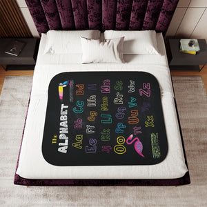 soft sherpa blanket with 'ABC Chalkboard' design