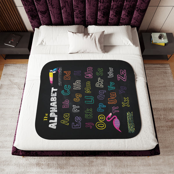 ABC Chalkboard Soft Sherpa Baby Blanket