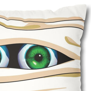 throw pillow with 'Funny Mummy Halloween Soft Cover' design