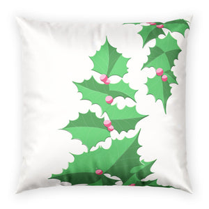 Christmas Holly Berry Cream Velvet Pillow