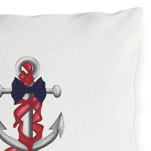 throw pillow with 'Red White Blue Nautical Theme Outdoor Indoor' design