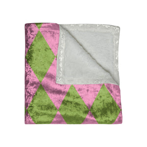 Pink and Green Harlequin Decorative Throw