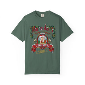 Green t-shirt with a graphic design featuring text and an illustration of a woman on a white background