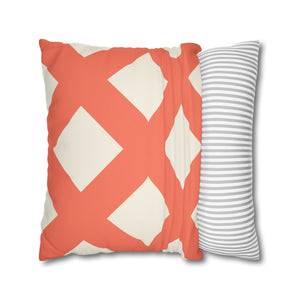 Reversible Ivory & Orange Throw Pillow Cover