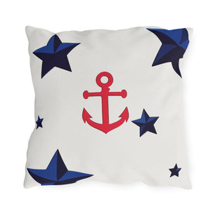 throw pillow with 'Nautical Patriotic Decor Outdoor Indoor' design
