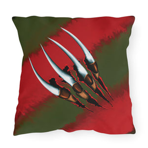 throw pillow with 'Nightmare on Elm Freddy Outdoor Indoor' design