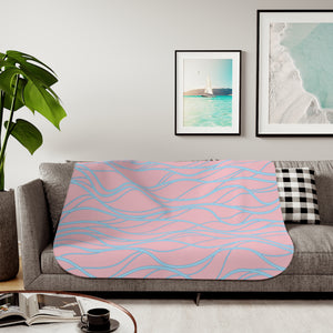 soft sherpa blanket with 'Pink & Blue Whimsical Waves' design