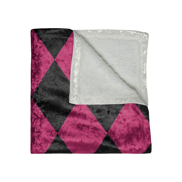 Pink & Black Diamond Checkered Throw