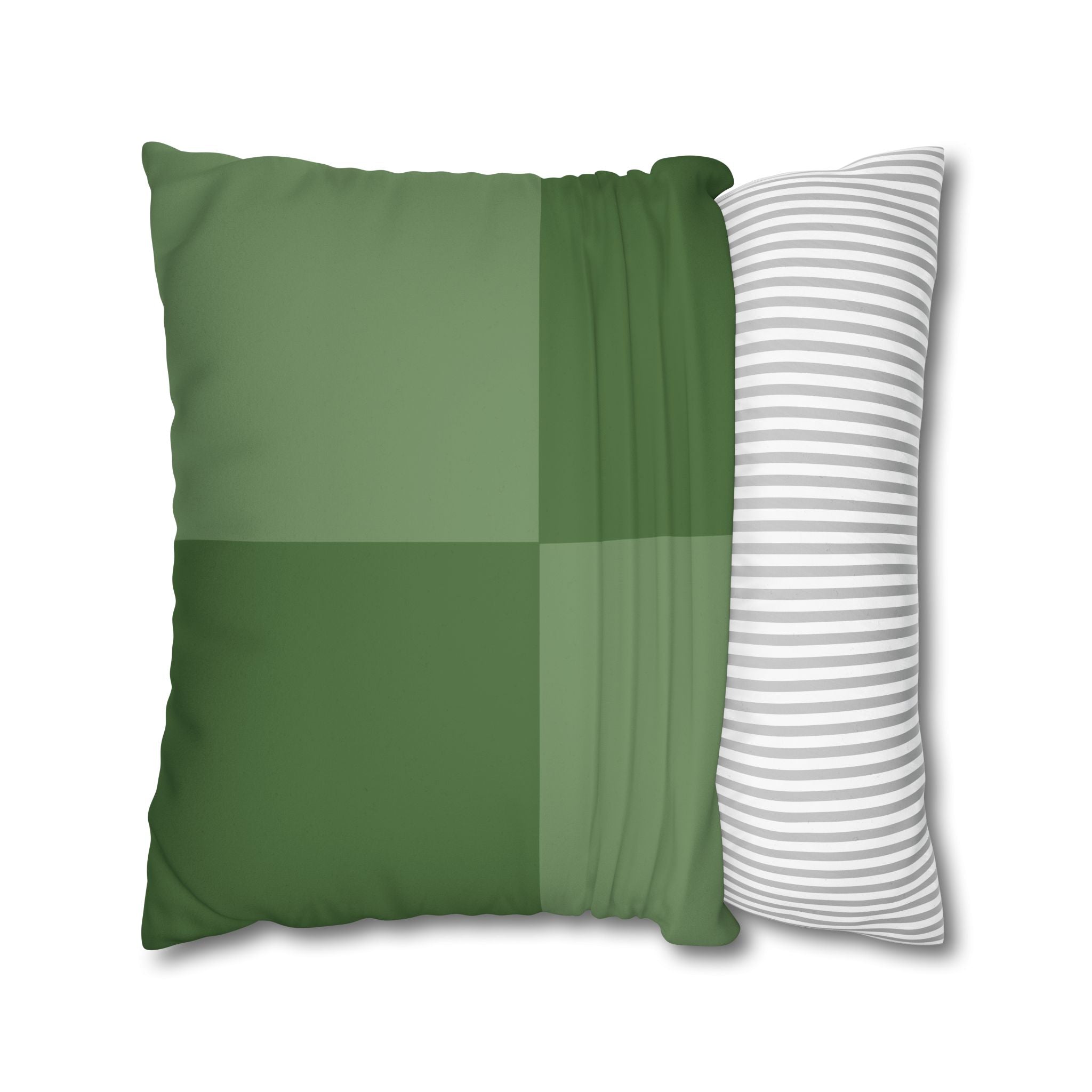 Faux Suede Green Geometric Reversible Pillow Cover