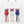 White t-shirt with red white and blue high-heeled shoes design on a hanger against a white background.