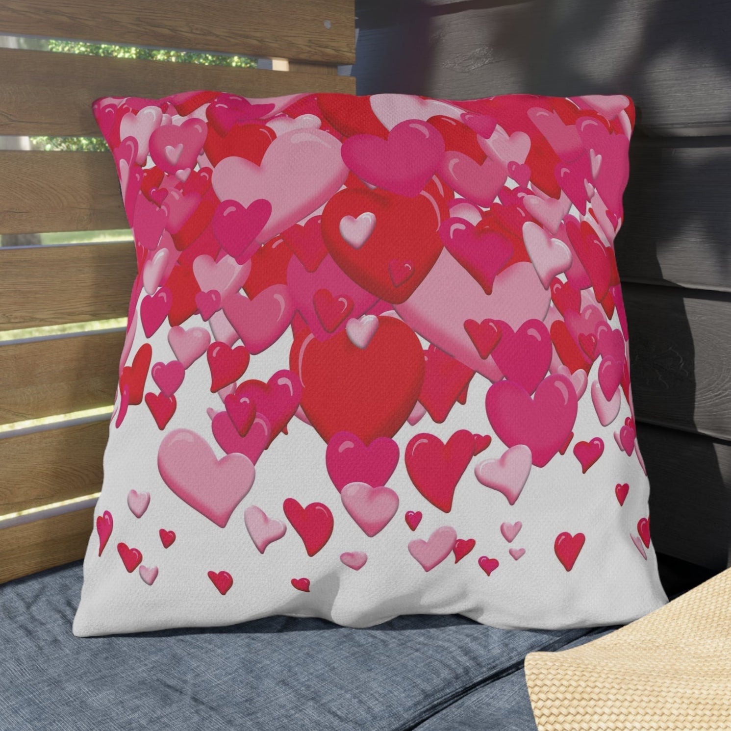 hearts love Valentines pink outdoor throw pillow