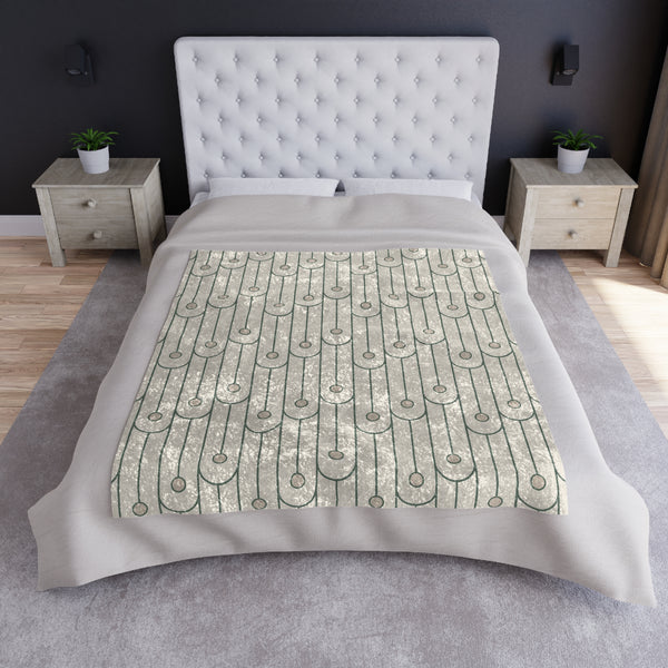 Green and White Art Deco Decorative Throw Blanket