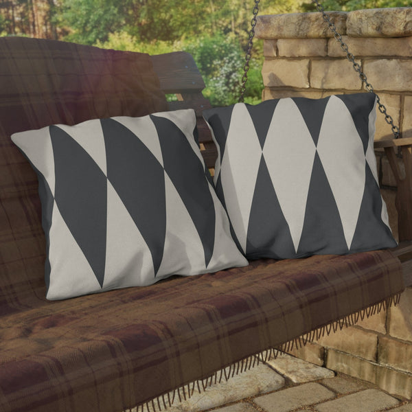 Dark Grey Ivory Diamonds Indoor Outdoor Throw Pillow