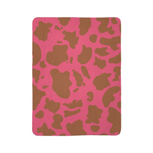 Pink Brown Animal Print Plush Sherpa Throw Blanket