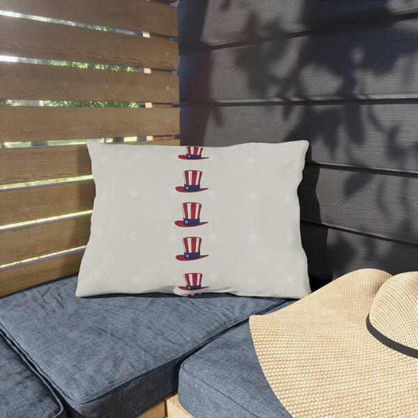 Patriotic Dots and Hats Outdoor Indoor Throw Pillow