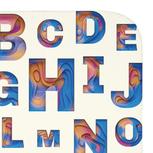 soft sherpa blanket with 'ABC Colorful Cutouts' design