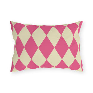 Reversible Pink Harlequin Indoor Outdoor Pillow