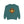 Teal sweatshirt with a camping design on a white background