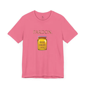 Red t-shirt with 'Pardon, Grey Poupon Nostalgic Funny' design on a white background
