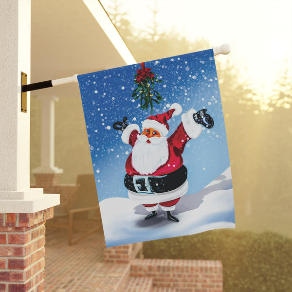 Mistletoe Santa Seasonal Holiday Yard Flag