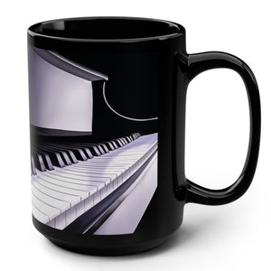 mug with 'Piano Music Lovers' graphic on a white background